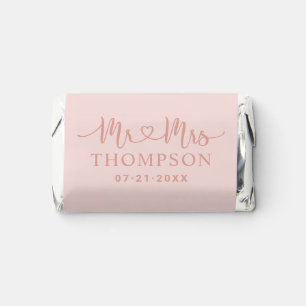 Modern Rose Gold Heart Script Monogram Hershey's Miniatures