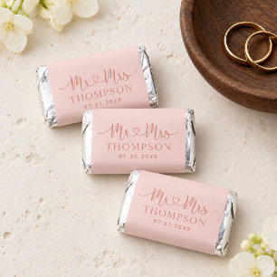 Modern Rose Gold Heart Script Monogram Hershey's Miniatures