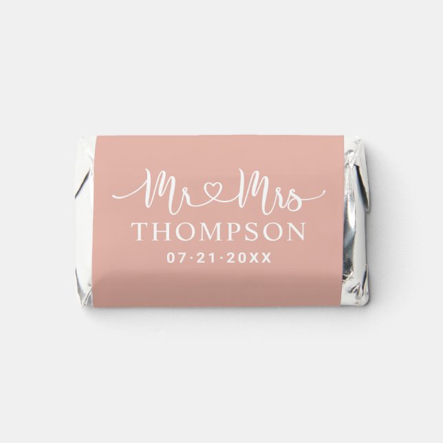Modern Rose Gold Heart Script Monogram Hershey's Miniatures (Front)