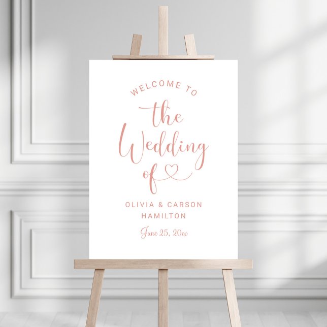 Modern Rose Gold Heart Script Reception Welcome Foam Board (Creator Uploaded)