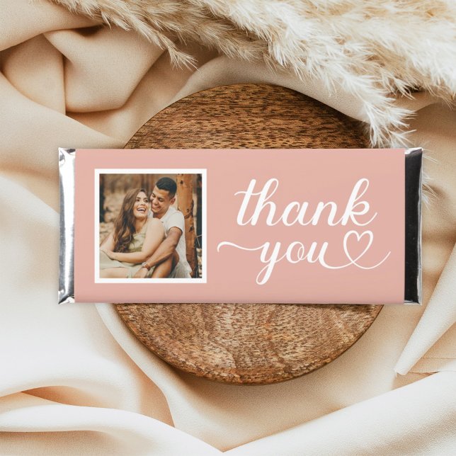 Modern Rose Gold Heart Script Thank You Hershey Bar Favors (Creator Uploaded)