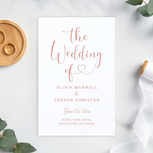 Modern Rose Gold Heart Script Wedding Ceremony