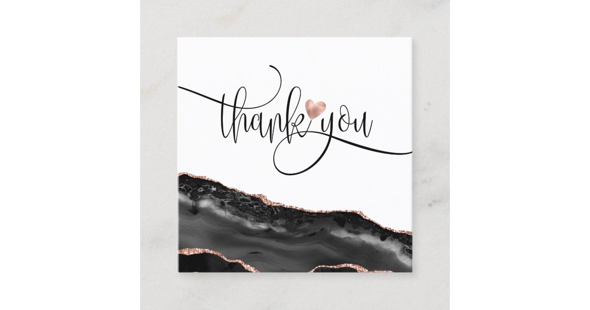 modern rose gold heart thank you for your order square business card ...