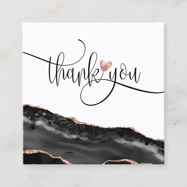 modern rose gold heart thank you for your order square business card ...