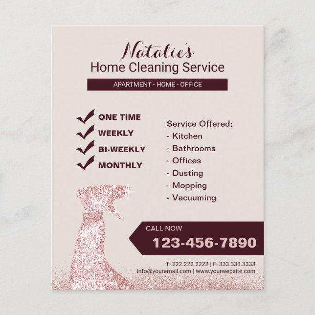 Modern Rose Gold Home Cleaning House Keeping Flyer (Front)
