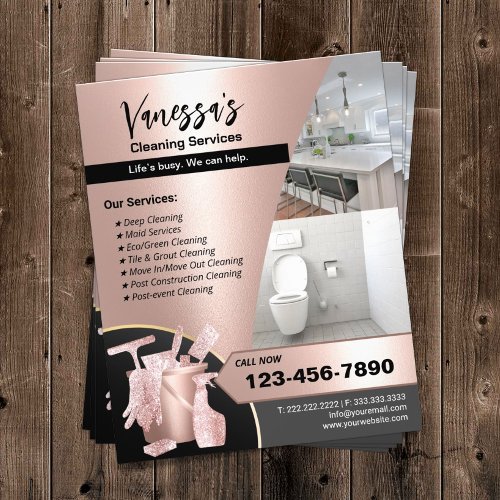 Modern Rose Gold House Cleaning Maid Service  Flyer