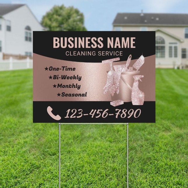 Modern Rose Gold House Cleaning Maid Service Sign (Creator Uploaded)