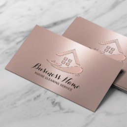 Modern Rose Gold House Cleaning Service Business Card