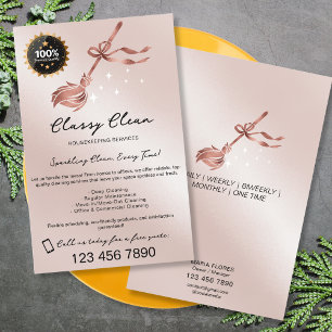 Modern Rose Gold Housekeeping Cleaning Services Flyer