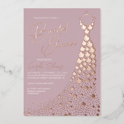 modern Rose Gold Lavender purple Bridal shower  Fo Foil Invitation