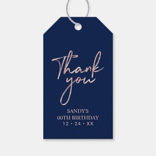 Modern Rose Gold Lettering Party Favor Thank you Gift Tags