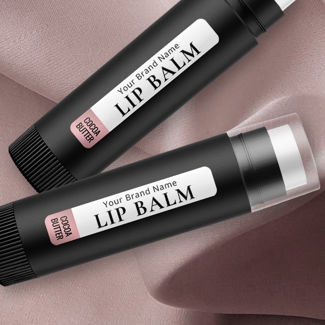 Modern Rose Gold Lipstick Lip Balm Tube Waterproof Labels (Rose gold effect lip balm stickers with fully editable text)