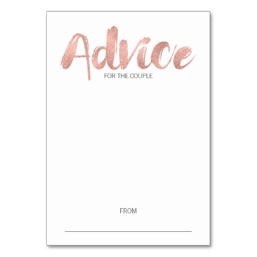 Modern Rose Gold Love Wedding Advice Card
