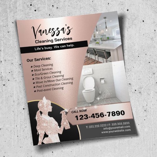 Modern Rose Gold Maid Cleaning Service  Flyer