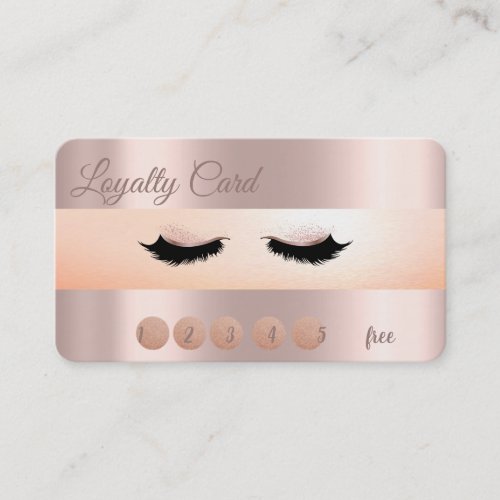 Modern Rose Gold MakeupFaux Lashes Loyalty Card