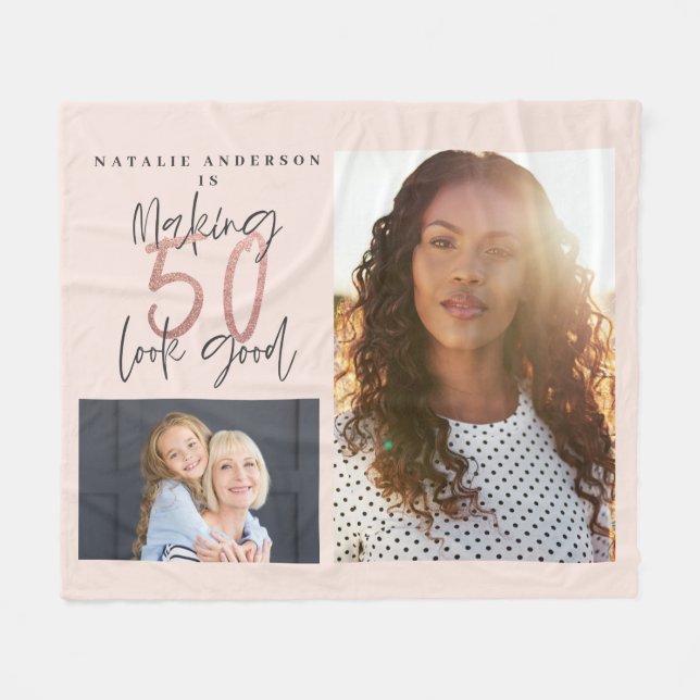 modern rose gold making 50 look goodFleece Blanket (Front (Horizontal))