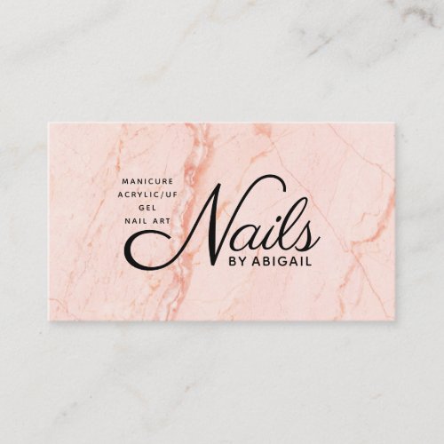 Modern Rose Gold Marble Black Nails By Name Business Card