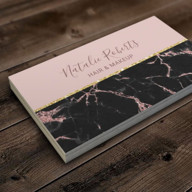 Modern Rose Gold Marble Hair Beauty Salon Spa Business Card (Creator Uploaded)