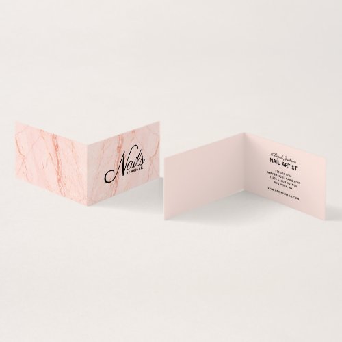 Modern Rose Gold Marble Nails By Name Book Fold Business Card