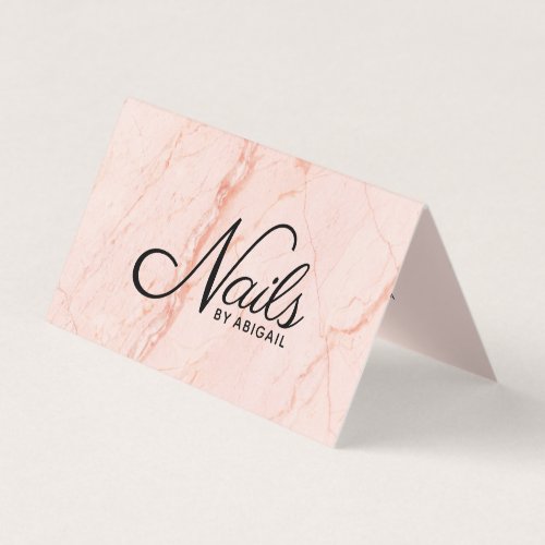 Modern Rose Gold Marble Nails By Name Business Card