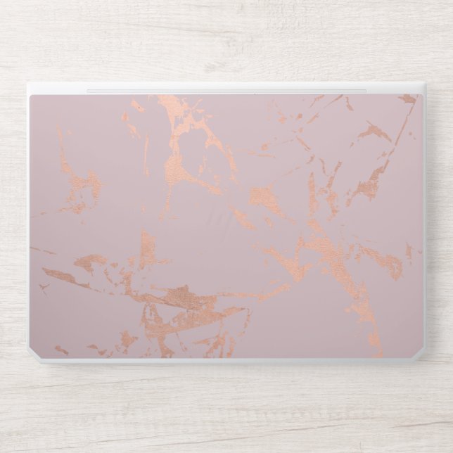 Modern Rose Gold Marble Pattern on Blush HP Laptop Skin (Front)