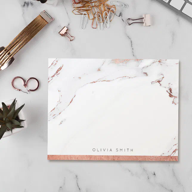 Modern rose gold marble personalized Stationery Thank You Card | Zazzle