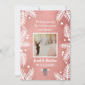 Modern Rose Gold Married Christmas Wedding Photo Holiday Card (Back)