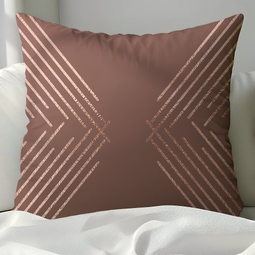 Modern Rose Gold Mauve Geometric Pattern Throw Pillow