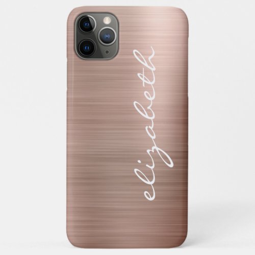 Modern Rose Gold Metallic Personalized Script iPhone 11 Pro Max Case