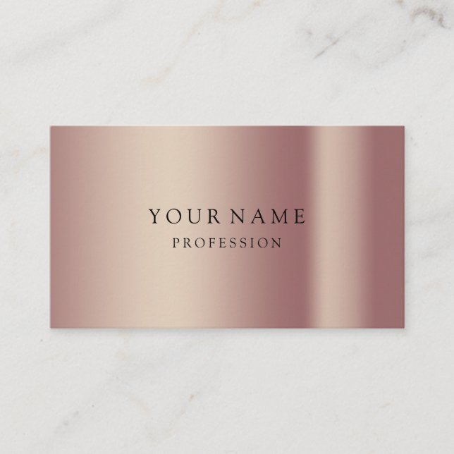 Modern Rose Gold Minimal Silk Metallic White Business Card (Front)