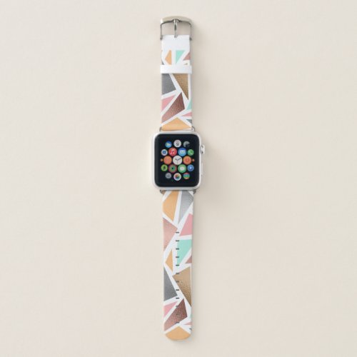 Modern Rose Gold Mint Metallic Triangles Geometric Apple Watch Band