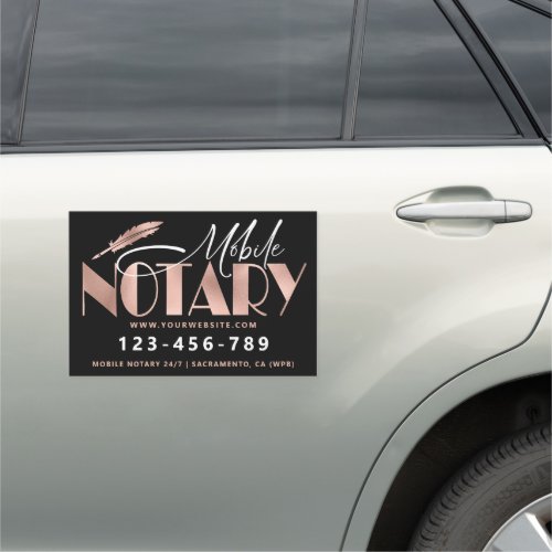 Modern Rose Gold Mobile Notary Loan Signing Agent Car Magnet