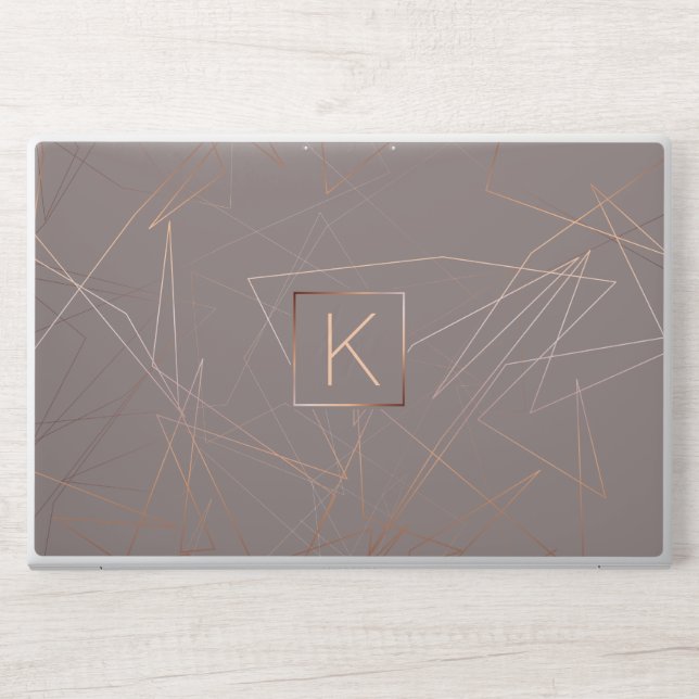 Modern Rose Gold Monogram HP Laptop Skin (Front)