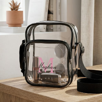 Modern Rose Gold Monogram Initial and Name Clear Crossbody Bag