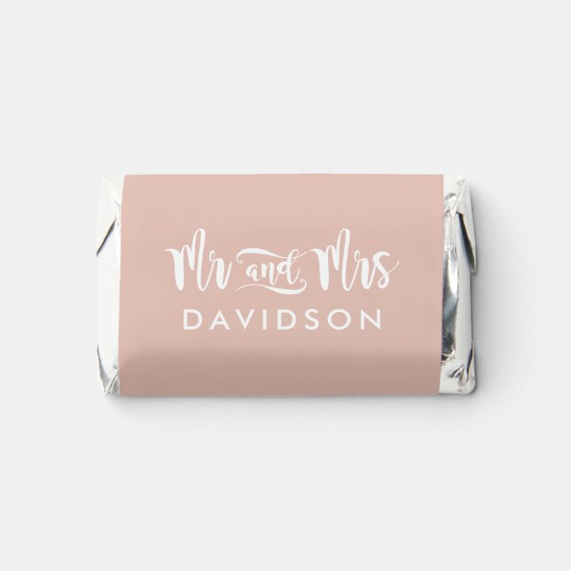 Modern Rose Gold Monogram Mr and Mrs Hershey's Miniatures (Front)