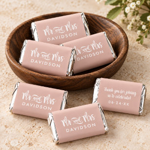 Modern Rose Gold Monogram Mr and Mrs Hershey's Miniatures