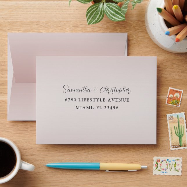 Modern Rose Gold Monogram Wedding RSVP  Envelope (Desk)