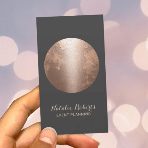 Modern Rose Gold Moon Elegant Event Planning Business Card