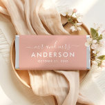 Modern Rose Gold Mr and Mrs Wedding Hershey Bar Favors<br><div class="desc">A luxe and contemporary wedding favor wrapper featuring "Mr and Mrs" in flowing calligraphy script with the couple's surname displayed as a striking monogram centerpiece. Warm rose gold tones add a touch of metallic glamour to this sleek design. Personalize with your names and wedding date for an elevated reception thank...</div>