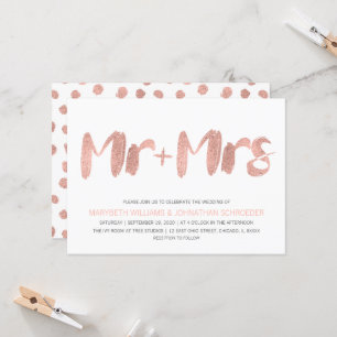 Modern Rose Gold Mr. and Mrs. Wedding Invitation