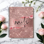 Modern Rose Gold Nail Technician  Appointment Book Planner<br><div class="desc">Modern,  trendy Nail Technician business appointment book features sparkly rose gold faux foil background,  nail polish bottles and typography script ''nails''. Personalize further with your name on the front and contact details on the back.</div>