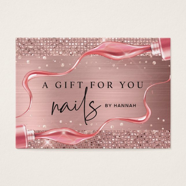 Modern Rose Gold Nail Technician Gift Certificate (Front)