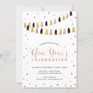 Modern Rose Gold New Years Eve Party Invitation