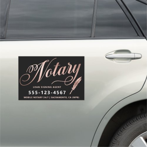 Modern Rose Gold Notary Loan Signing Agent Car Magnet