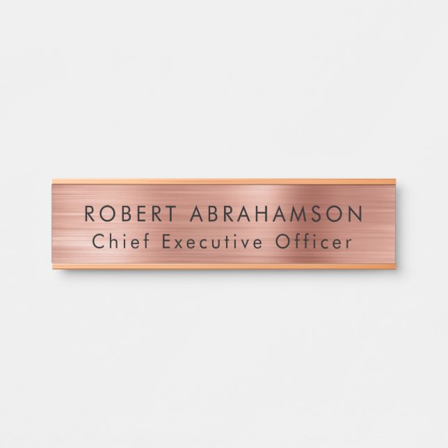Modern Rose Gold Office Door Signs Sign (Front)