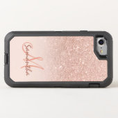 Modern rose gold ombre pink block otterbox iPhone case (Back Horizontal)