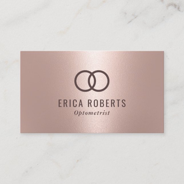 Modern Rose Gold Optometrist Eye Doctor Business Card (Front)