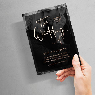 Modern Rose Gold Overlay Photo Wedding Foil Invitation