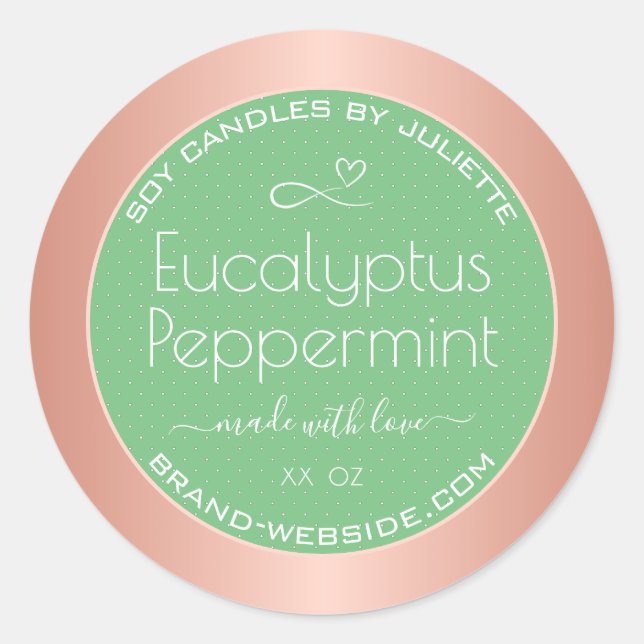 Modern Rose Gold Packaging Labels Light Green Mint (Front)