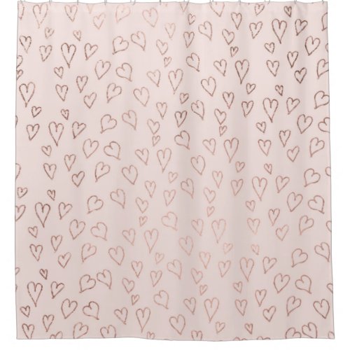 Modern rose gold pastel pink love hearts pattern shower curtain